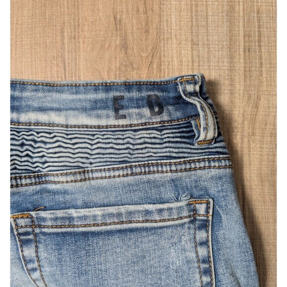 EDISON Biker Moto Jeans Size 32 Ribbed Skinny Distressed Streetwear Men's - Picture 6 of 12